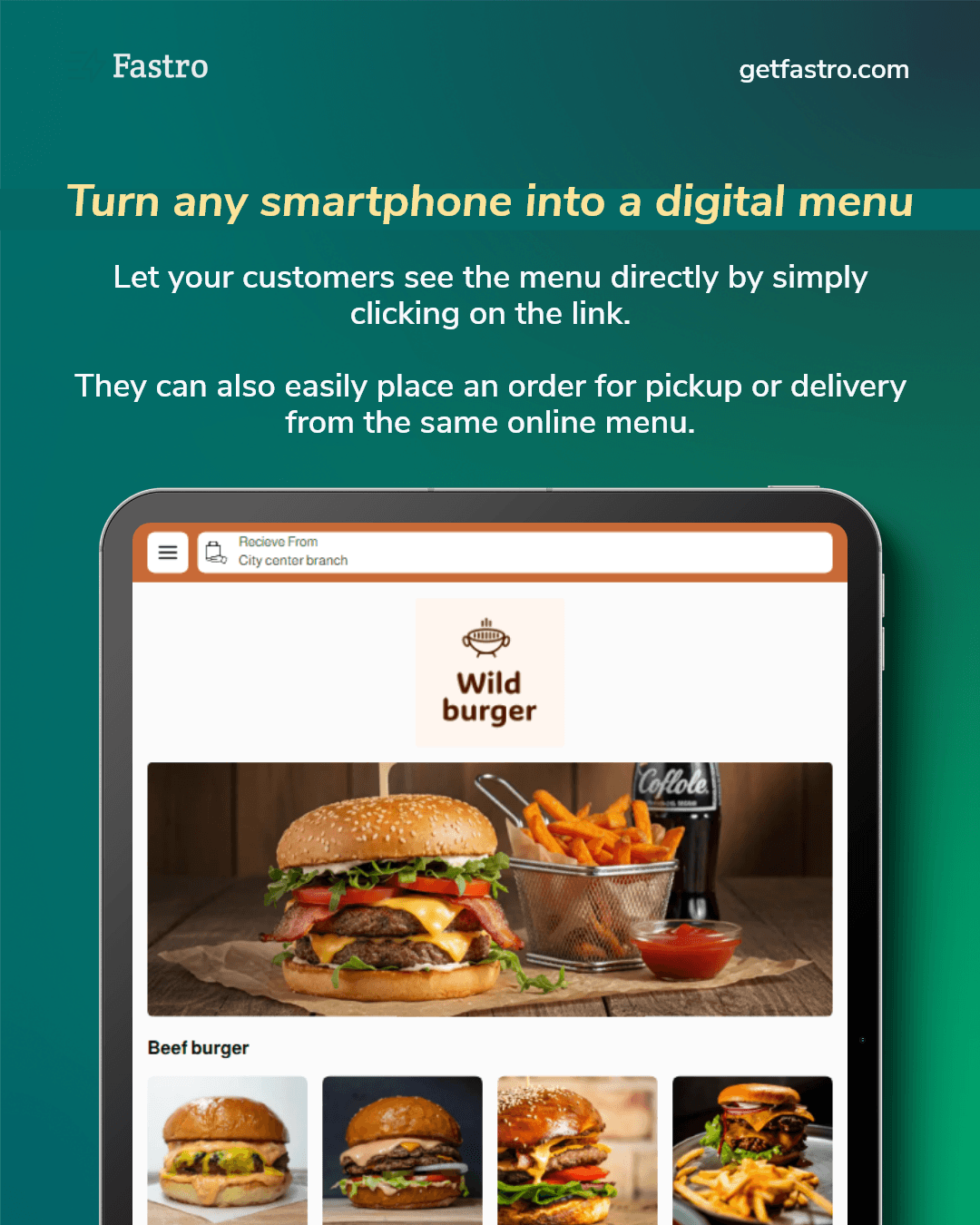 Payment options in the digital menu