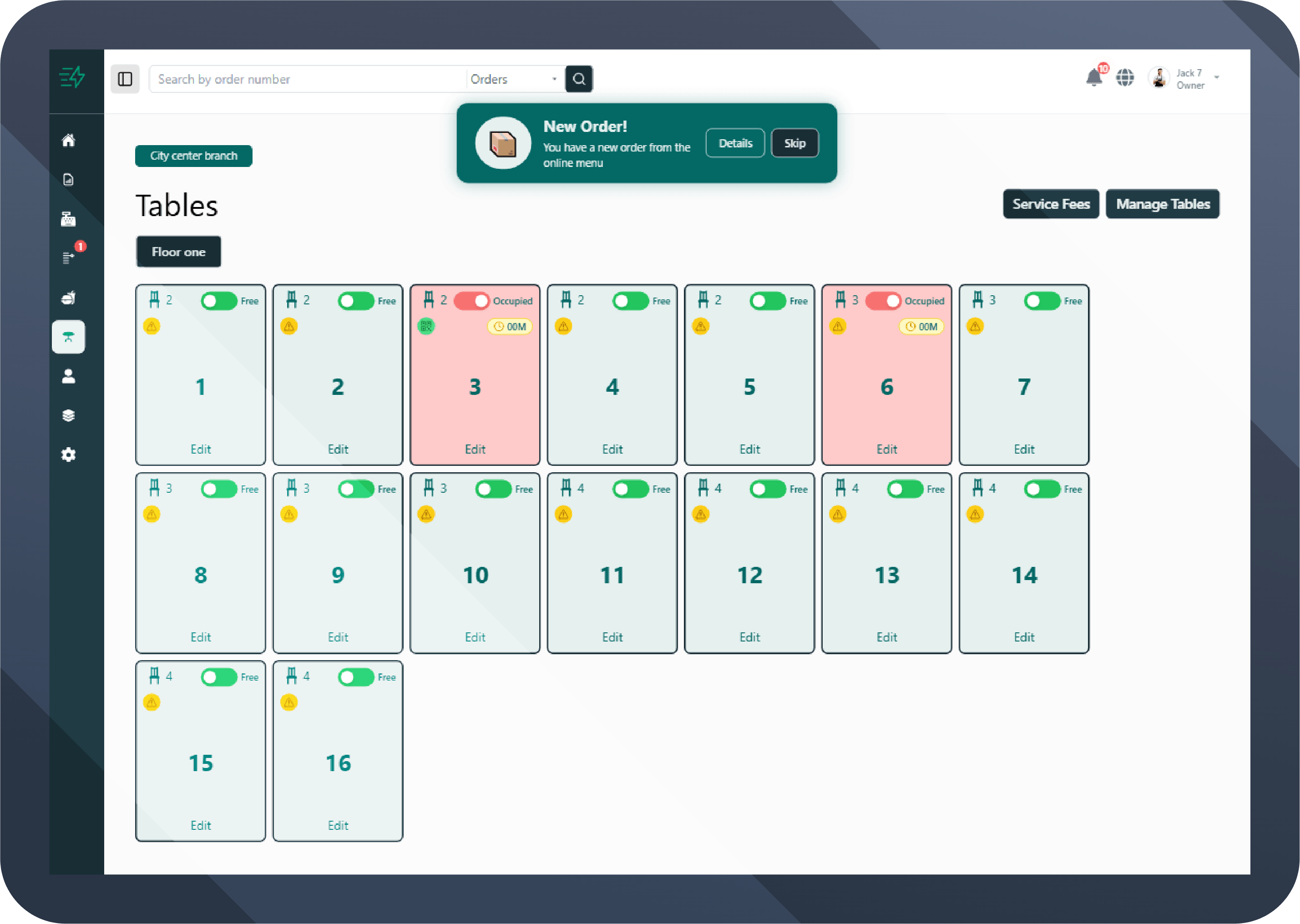 Order and Table Management in POS